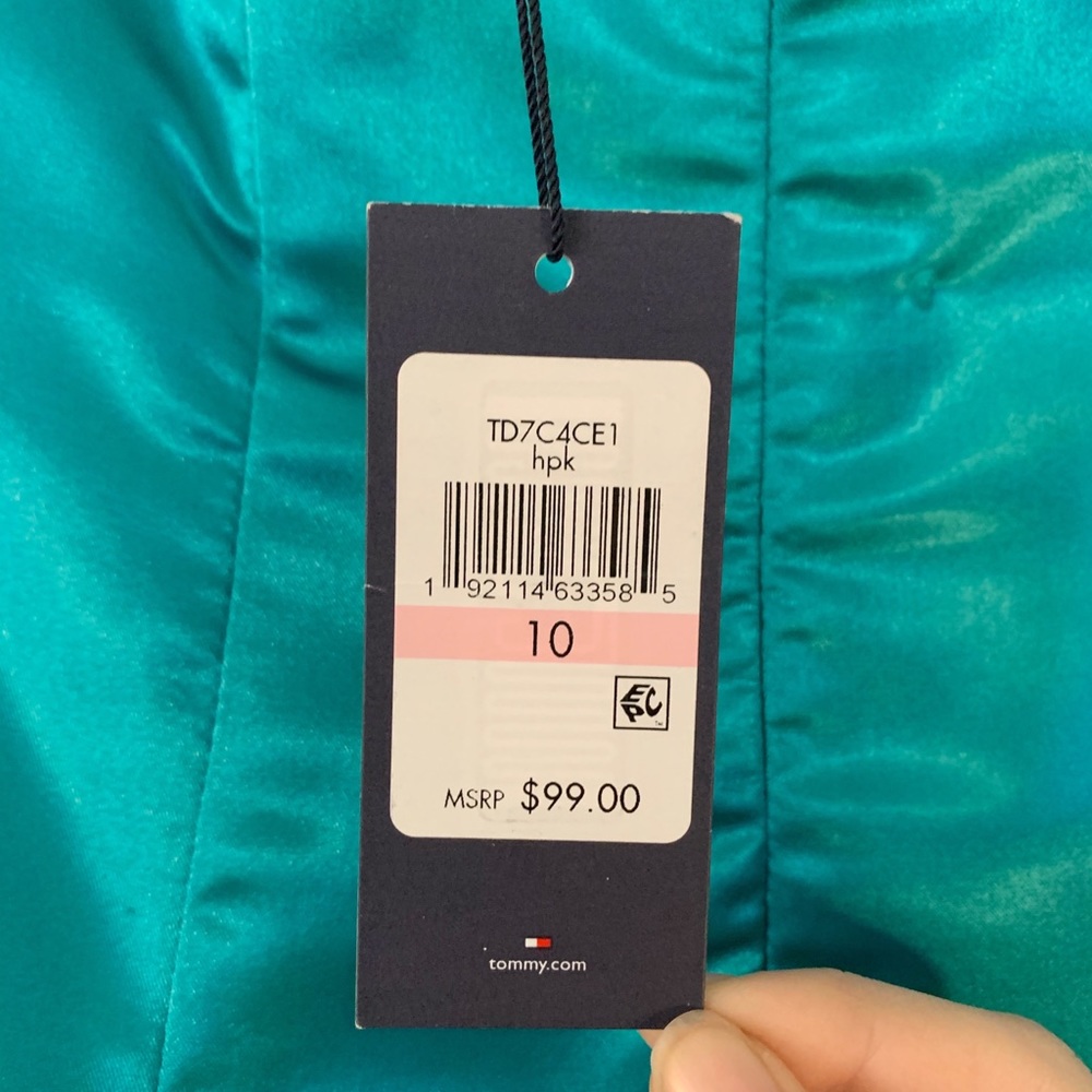 Tommy Hilfiger Strapless Party Dress Teal Black - Picture 14 of 14